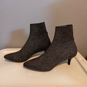 Loeffler Randall Sock Booties Glitter Black Gold 9